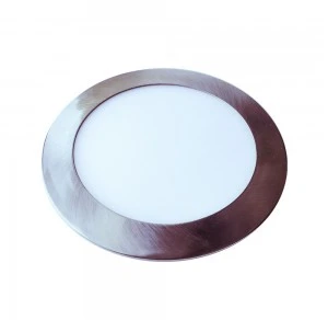 18W LED įmontuojama panelė V-TAC Slim, satino / nikelio spalvos, apvali, (4500K) natūraliai balta