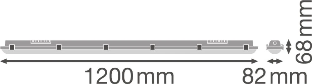 Lubinis šviestuvas 18W LED linijinis šviestuvas LEDVANCE, pilkas, 4000K, 120cm, IP65, GY
