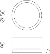 18W LED lubinis šviestuvas TECH, juodas, 3000/4000K, IP44, dimeriuojamas, P3987170NDP