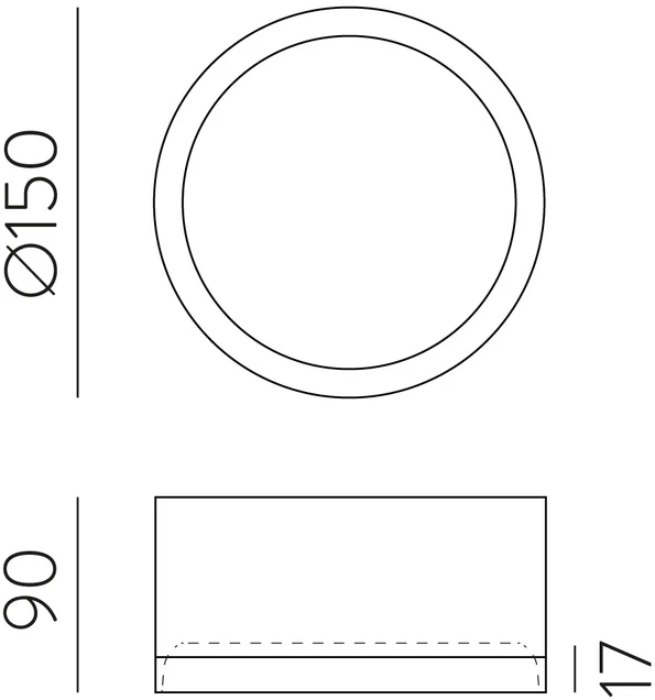 18W LED lubinis šviestuvas TECH, juodas, 3000/4000K, dimeriuojamas, IP44, P3987170NDT