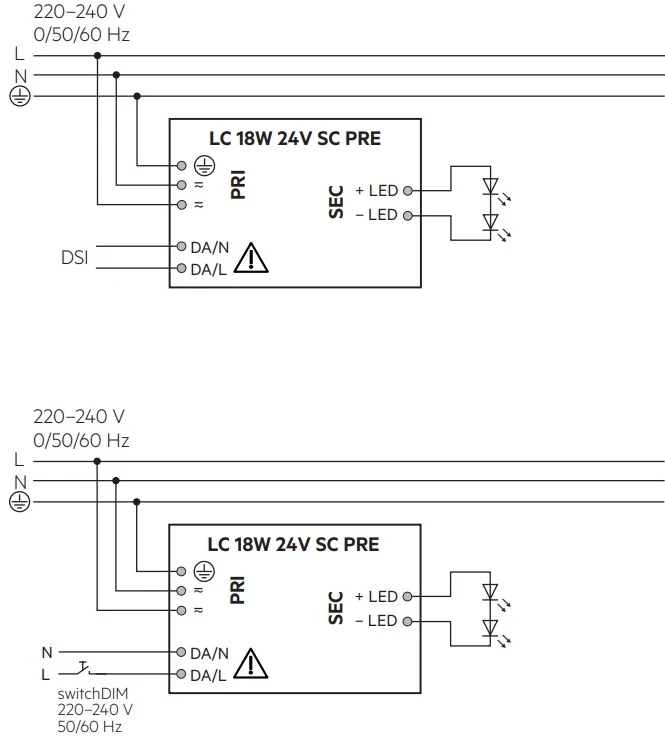18W LED maitinimo šaltinis TRIDONIC LCA ONE4ALL, 24V, DALI/PUSH