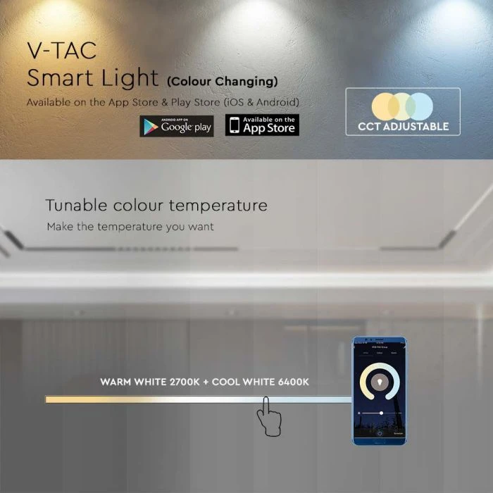 V-tac 18W LED SMART šviestuvas į magnetinius bėgelius, 48V, juodas, 2700-6400K