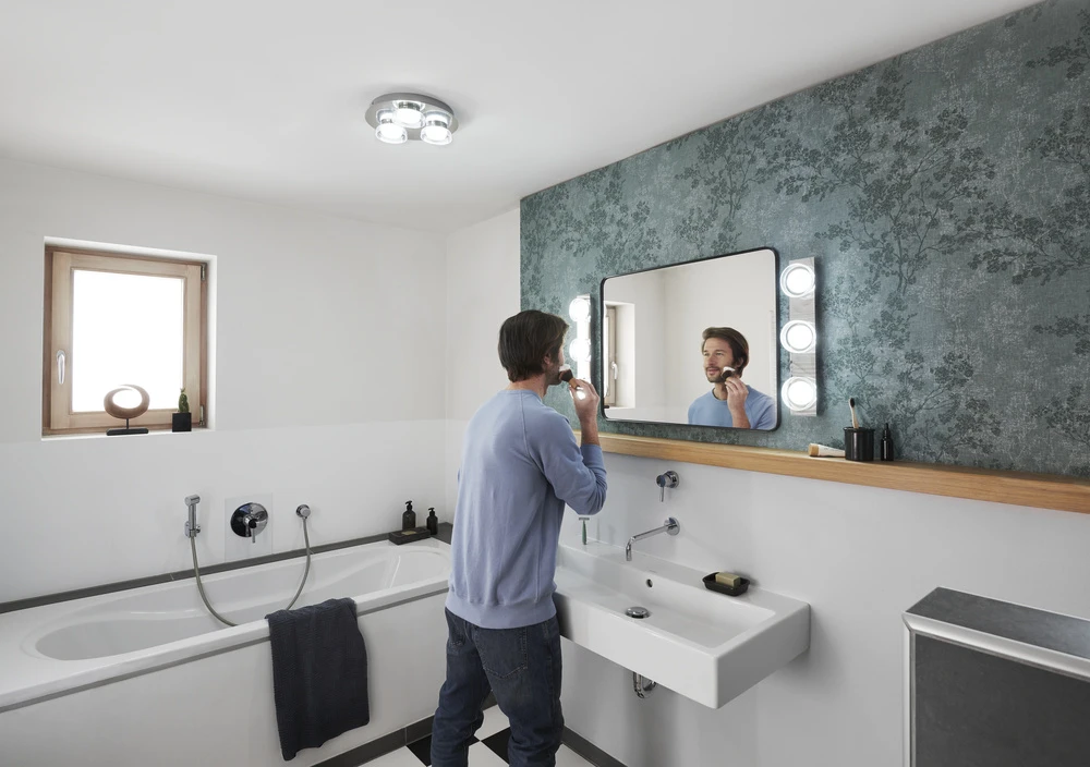 Lubinis šviestuvas 18W paviršinis vonios šviestuvas, sidabro sp., 3000-6500K, išmanus+WiFi valdymas