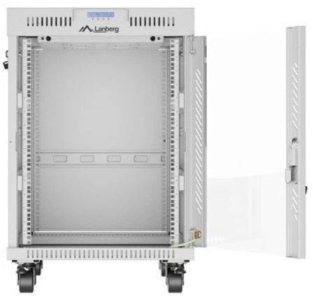 LANBERG laisvai pastatoma stelažinė spintelė 19/15U 600x800 stiklinių durelių LCD plokščias komplektas pilkas V2