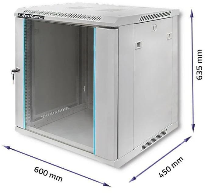 QOLTEC 54485 Stovėjimo spintelė 19 colių 12U 600 x 450 x 635
