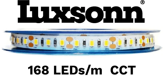 19,2 W/m LED juosta LUXSONN, CCT (2700K-6500K), DC24, IP20, 168LED/m, CRI90