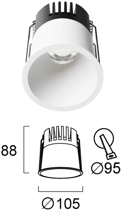 19W LED įleidžiamas šviestuvas DYLAN, baltas, 2700/4200/6500K, 4331500