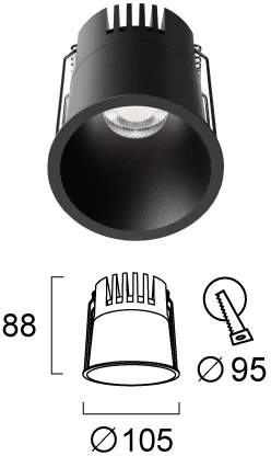 19W LED įleidžiamas šviestuvas DYLAN, juodas, 2700/4200/6500K, 4331501