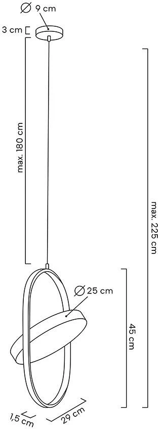 19W LED pakabinamas šviestuvas SPINNER 26, juodas, 3000K