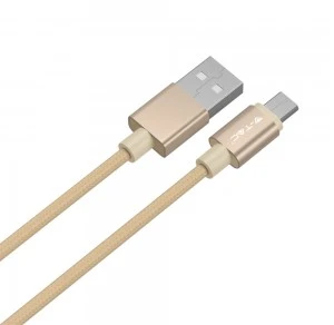 V-tac 1m mikro USB laidas, auksinės spalvos, laido tipas : pintas.