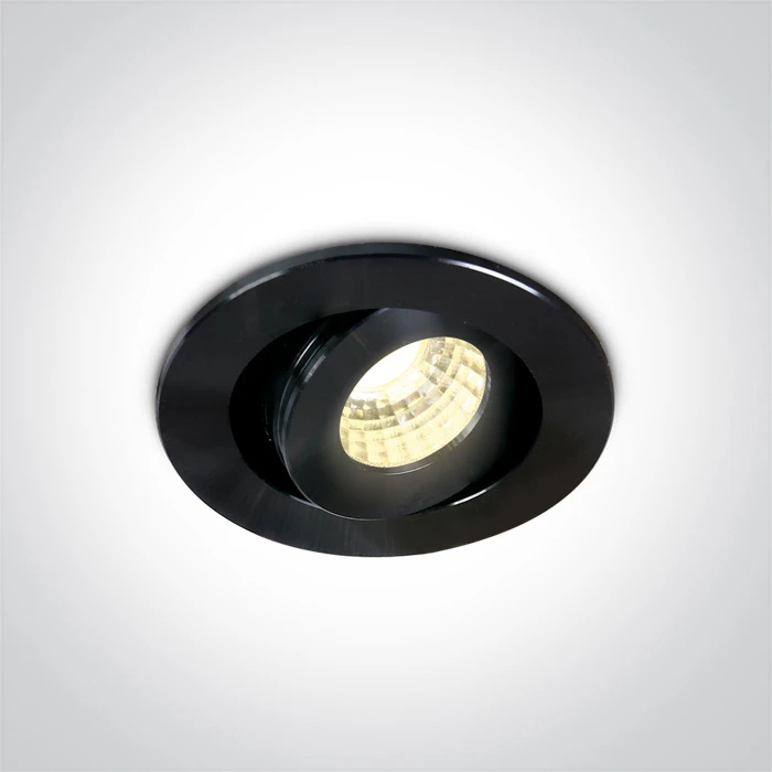 1W/3W LED įleidžiamas pakreipiamas šviestuvas, juodas, 3000K, 11103B/B/W