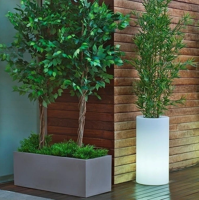 1W LED įkraunamas šviestuvas - gėlių vazonas PALMA 70, baltas, 3000/6500K/RGB, IP65, su USB jungtimi, dimeriuojamas