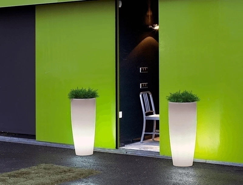 1W LED įkraunamas šviestuvas - gėlių vazonas BAMBU 90 BATTERY, baltas, 6000K/RGB, IP54, su USB jungtimi, dimeriuojamas