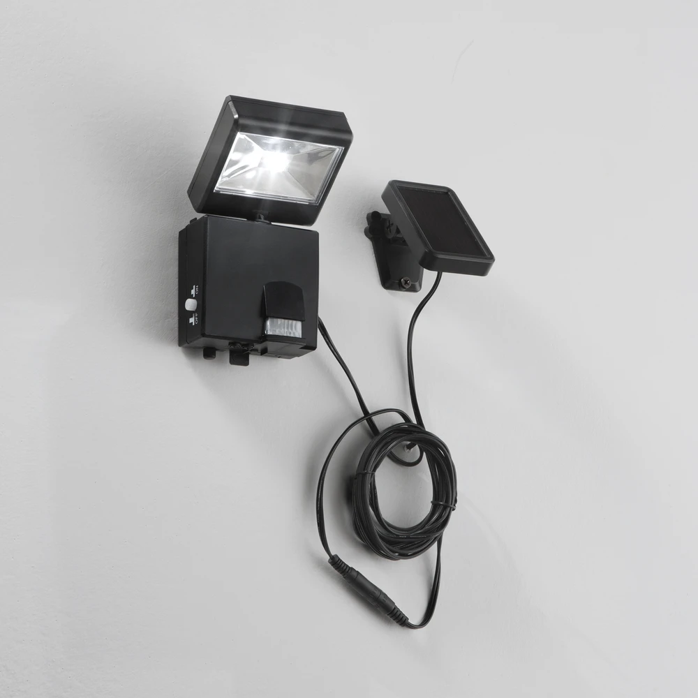 1W LED prožektorius su saulės baterija ir judesio davikliu COSMO, juodas, 4000K, IP44
