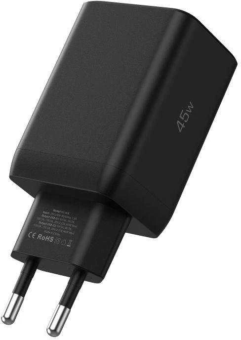 Tech-Protect NC45W-GAN 2-PORT PD45W sieninis įkroviklis - juodas