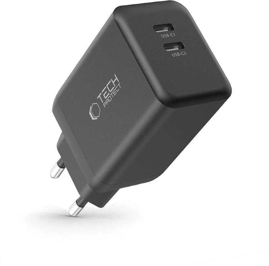 Tech-Protect NC45W-GAN 2-PORT PD45W sieninis įkroviklis - juodas