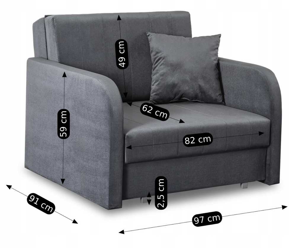 Fotelis Mebel Elite Foteliai-lovos VERO, 2 vnt., pilki