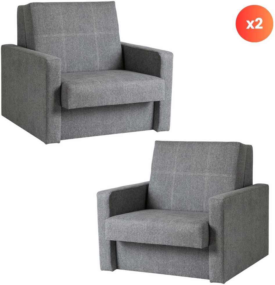 Fotelis Mebel Elite Išskleidžiami foteliai-lovos MILAN 1, 2 vnt., pilki