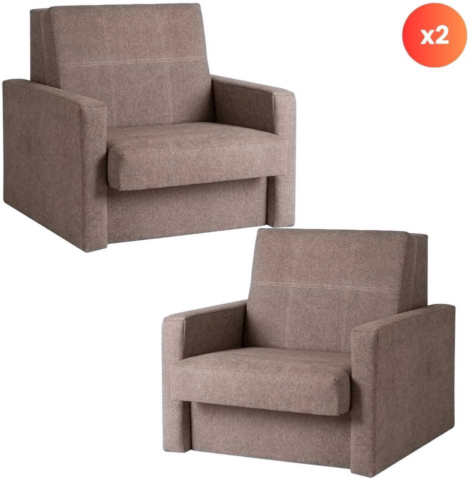 Mebel Elite Fotelis-lova MILAN 1, 2 vnt., smėlio spalvos