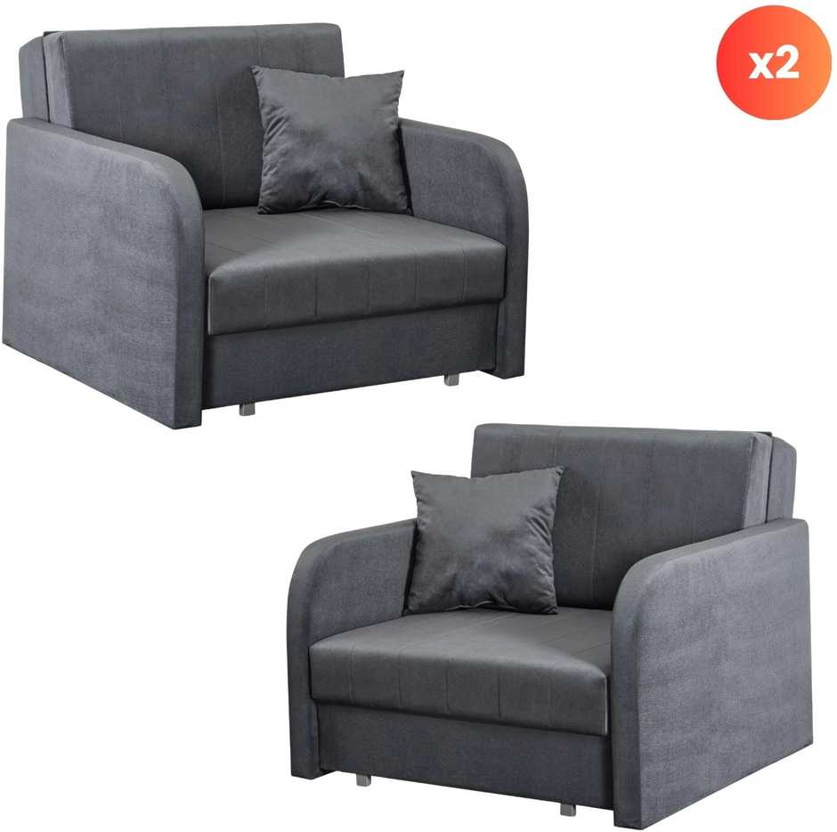 Fotelis Mebel Elite Foteliai-lovos VERO, 2 vnt., pilki