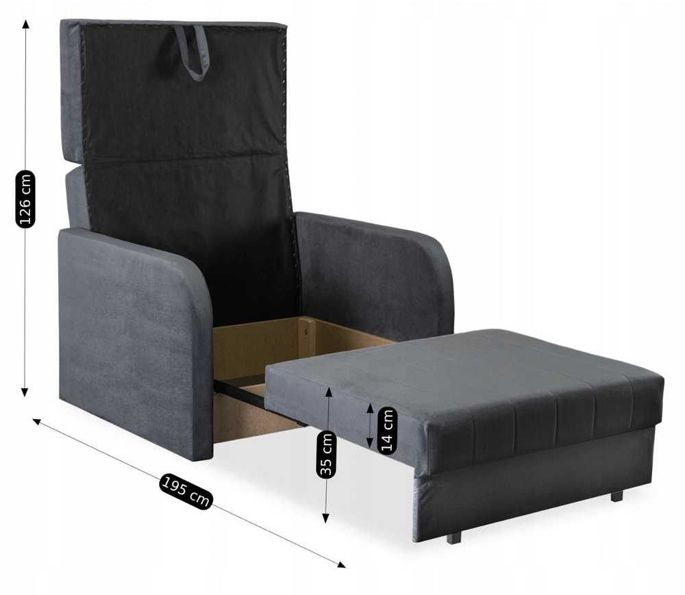 Fotelis Mebel Elite Foteliai-lovos VERO, 2 vnt., pilki