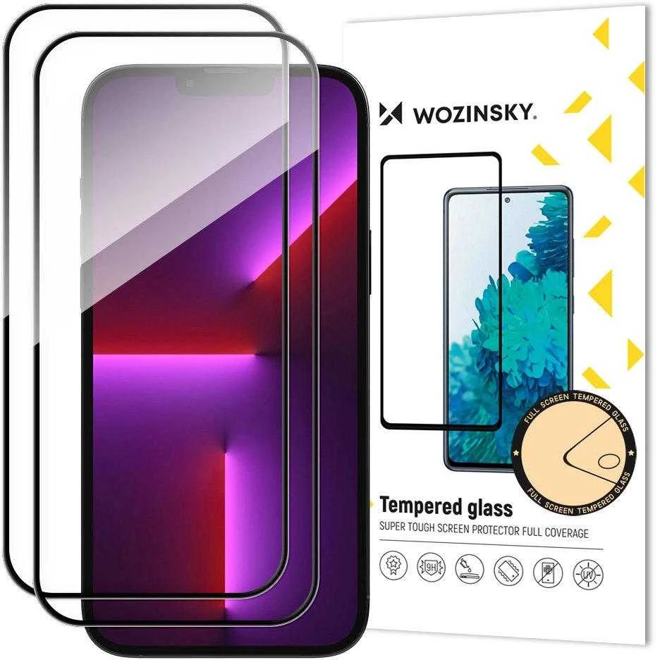2 vnt. viso ekrano apsauginis stiklas su rėmeliu, skirtas dėklui Wozinsky Full Glue Apple iPhone 15 Plus (juodas)
