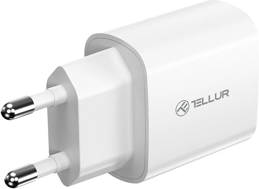 20 W USB-C PD sieninis įkroviklis Tellur, baltas