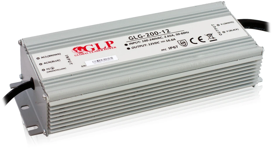 200W LED Maitinimo šaltinis GLG 12V IP67