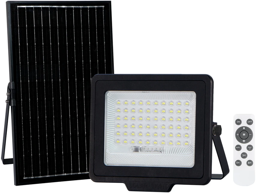 Pakabinamas šviestuvas 200W LED prožektorius su saulės baterija NORLA, juodas, 4000K