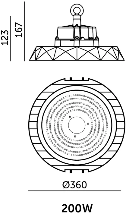 200W LED UFO šviestuvas ANICA, juodas, 4000K, IP65, DALI