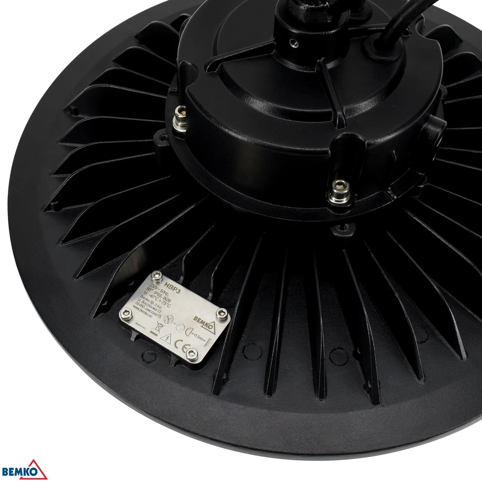 Bemko 200W LED UFO šviestuvas PARIT, juodas, 4000K, IP65, 90°, DALI