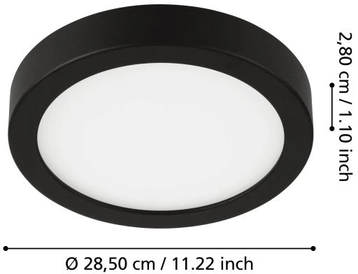 20,5W LED paviršinė panelė FUEVA 5, juodu korpusu, 3000K, 28,5cm, dimeriuojama