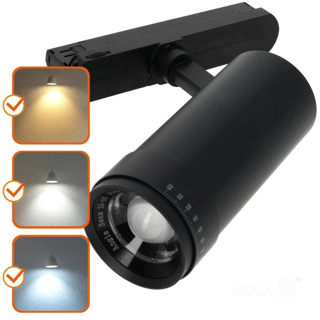 20W akcentinis šviestuvas į 3 fazių bėgelius LED NEXTRACK VISION, juodas, 3000/4000/5000K, 30-60°