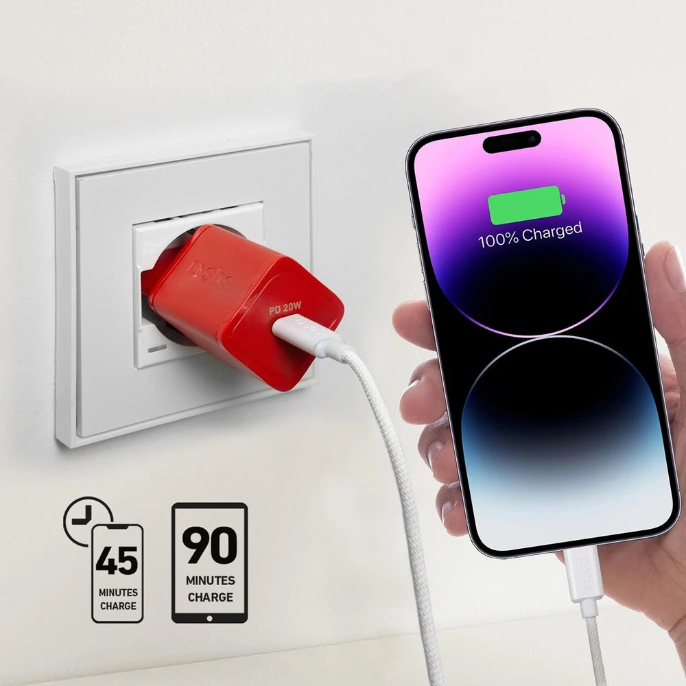 SBS TETRGAN1C20R 20W GaN laidinis įkroviklis su Power Delivery - Raudona
