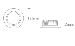 20W įleidžiamas šviestuvas, juodas, 3000/4000/6000K, IP44, 10120UV/B/V