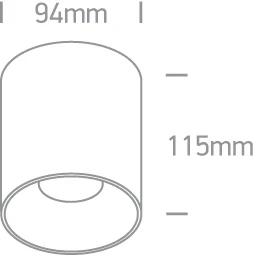 Lubinis šviestuvas 20W LED cilindro formos šviestuvas, juodas, 3000K, 12120Z/B/W