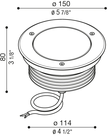 20W LED įleidžiamas į žemę šviestuvas CNC 150, pilkas, 3000K, 32°