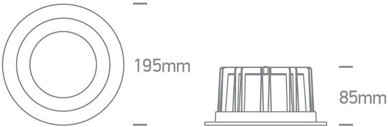 20W LED įleidžiamas šviestuvas, juodas, 3000/4000/5000K, 10120CB/B/V