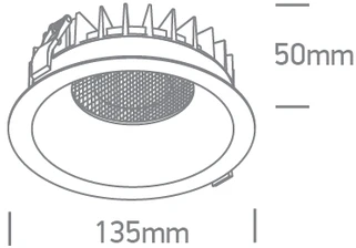 20W LED įleidžiamas šviestuvas su filtru nuo akinimo, juodas, 3000/3500/4000K, 10120DH/B/V