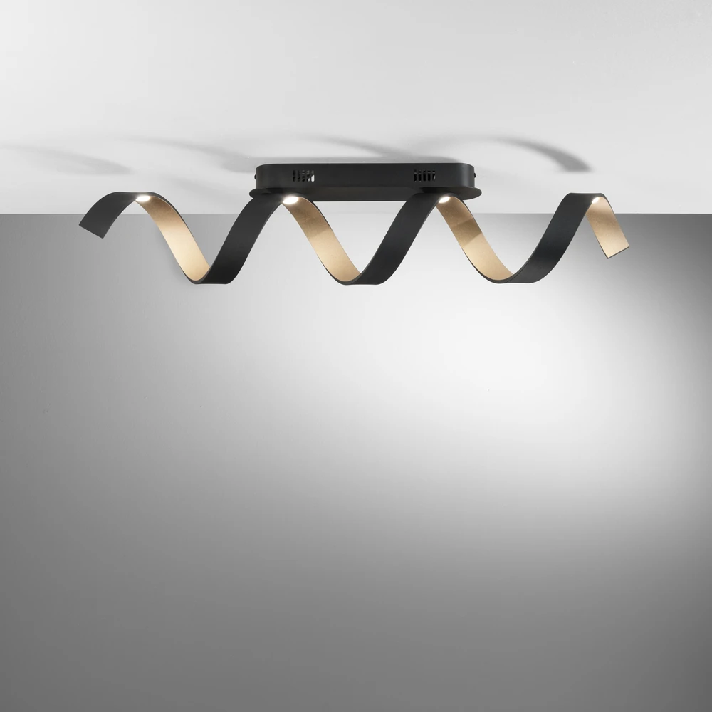 20W LED lubinis šviestuvas HELIX, juodos/aukso sp., 4000K