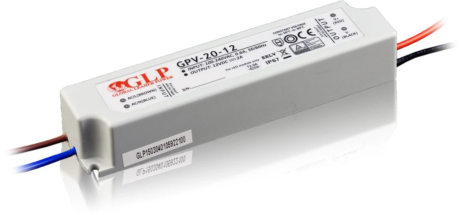 20W LED Maitinimo šaltinis GLP 12V IP67