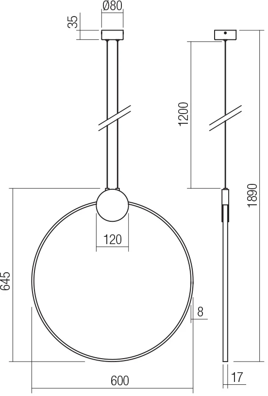 20W LED pakabinamas šviestuvas ATOM, juodos/žalvario sp., 3000K