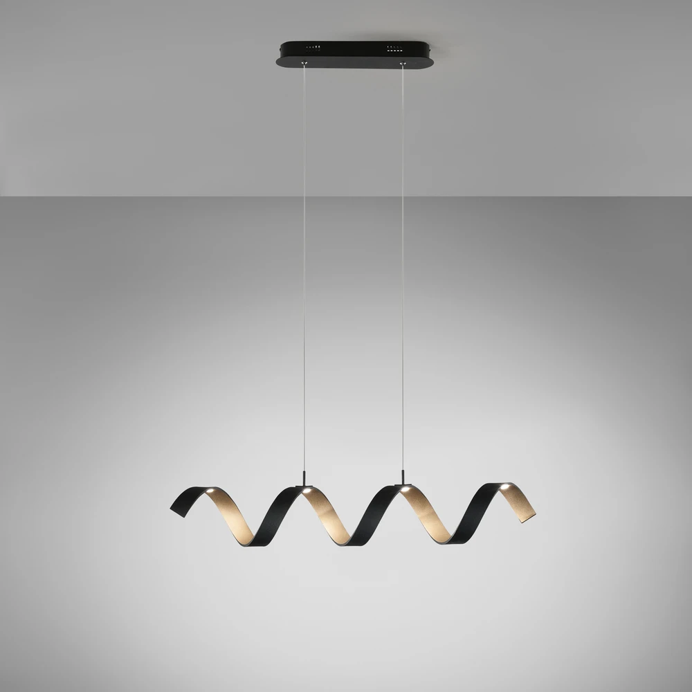 20W LED pakabinamas šviestuvas HELIX, juodos/aukso sp., 4000K
