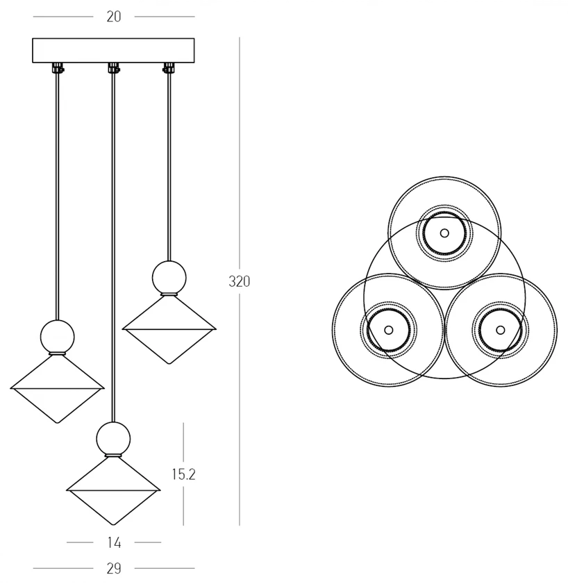 20W LED pakabinamas šviestuvas, rausvos/mėlynos/žalsvos/žalvario sp., 3000K, dimeriuojamas, 25101