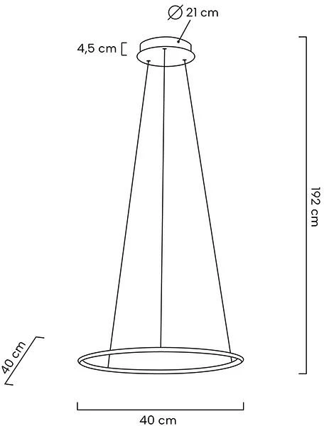 20W LED pakabinamas šviestuvas RING SLIM 40, aukso sp., 3000K, su nuotolinio valdymo pulteliu, dimeriuojamas