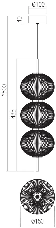 20W LED pakabinamas šviestuvas VENTURA, juodas, 3000K