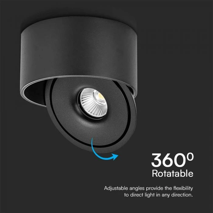 Lubinis šviestuvas V-tac 20W LED paviršinis šviestuvas, juodas, 3000-6400K