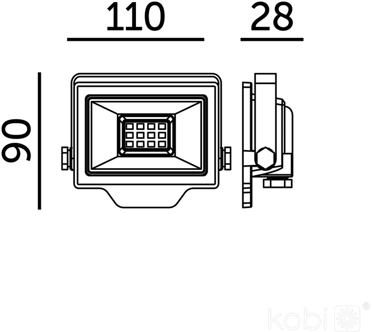 20W LED prožektorius DELYO MHN, juodas, 4000K, IP65