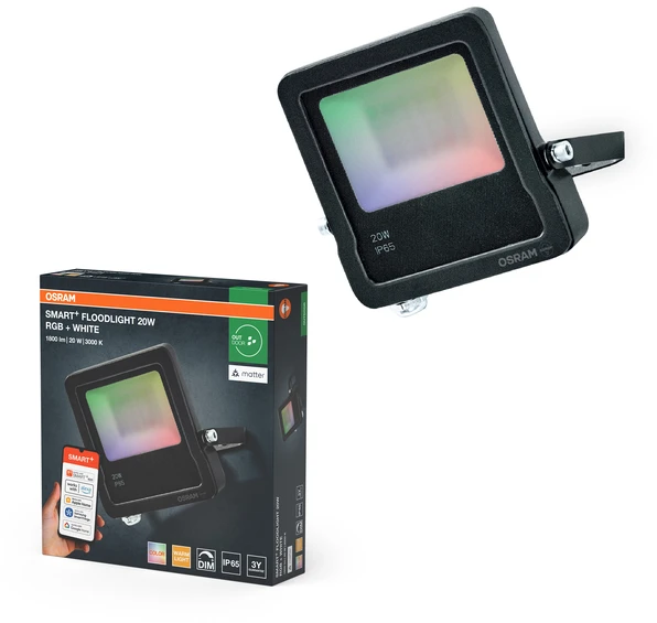 20W LED prožektorius SMART+, tamsiai pilkos sp., 3000K/RGB, dimeriuojamas