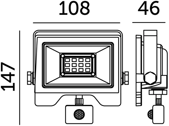 20W LED prožektorius su judesio davikliu MHC, juodas, 4000K, IP54